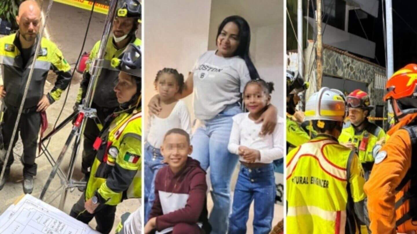 Rescatistas y familiares en el lugar del terremoto en La Guaira, Venezuela