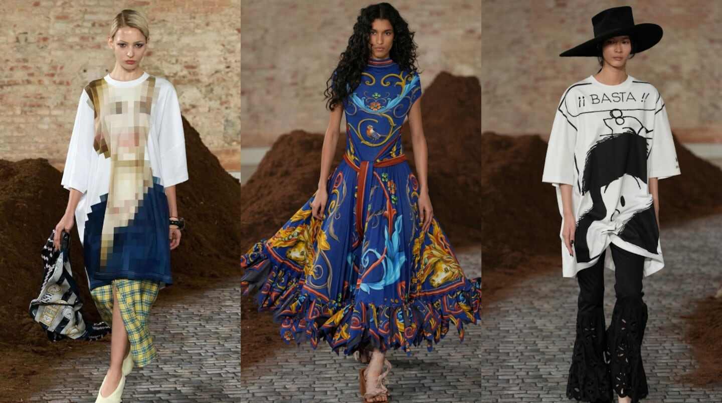 Modelos desfilando con diseños de Adrián Appiolaza en la pasarela de Moschino