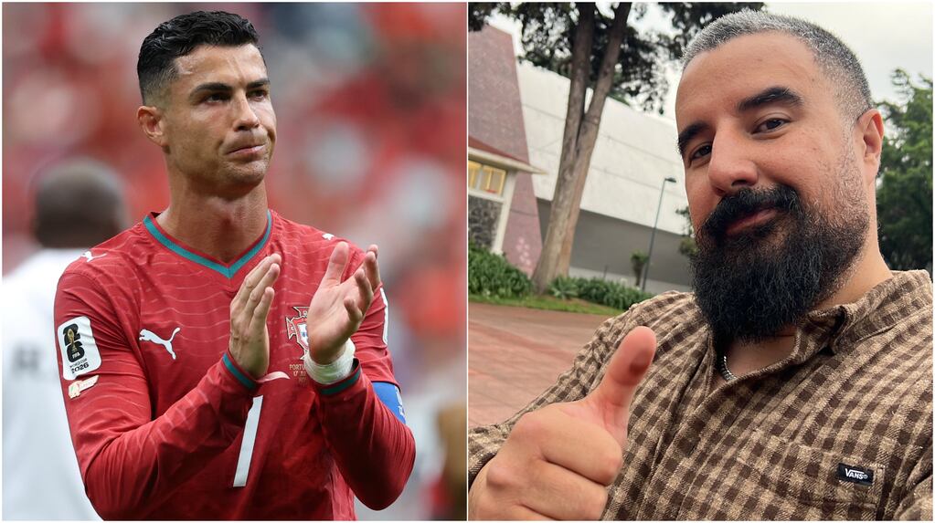 Álvaro Morales defendiendo a Cristiano Ronaldo