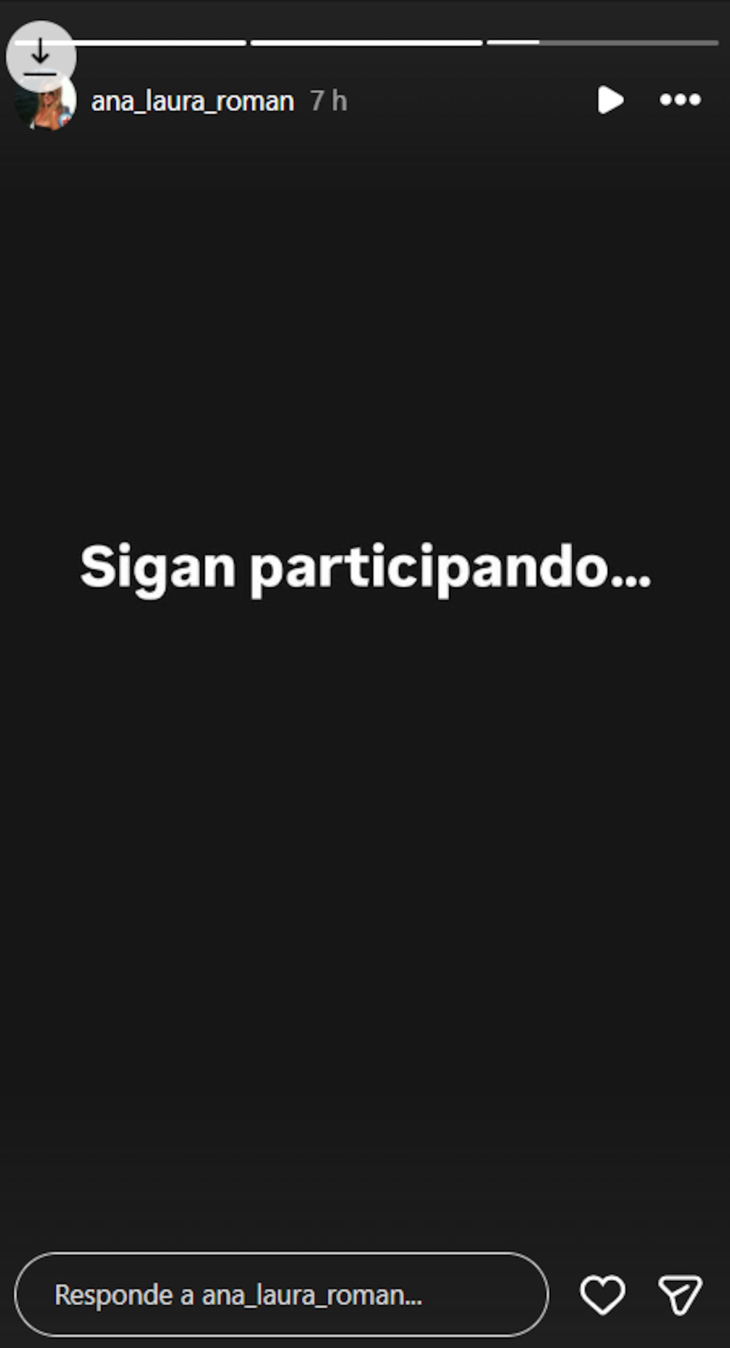Publicación de Ana Laura Román en Instagram invitando a participar