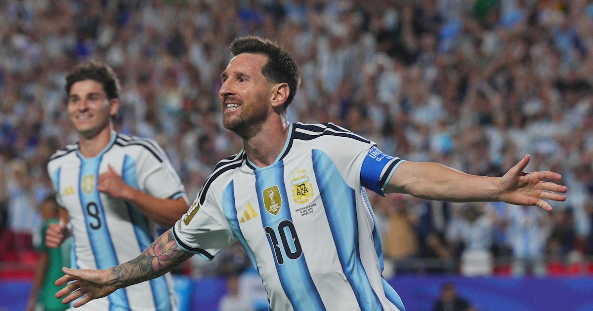 Lionel Messi celebra su gol en el Mundial 2026