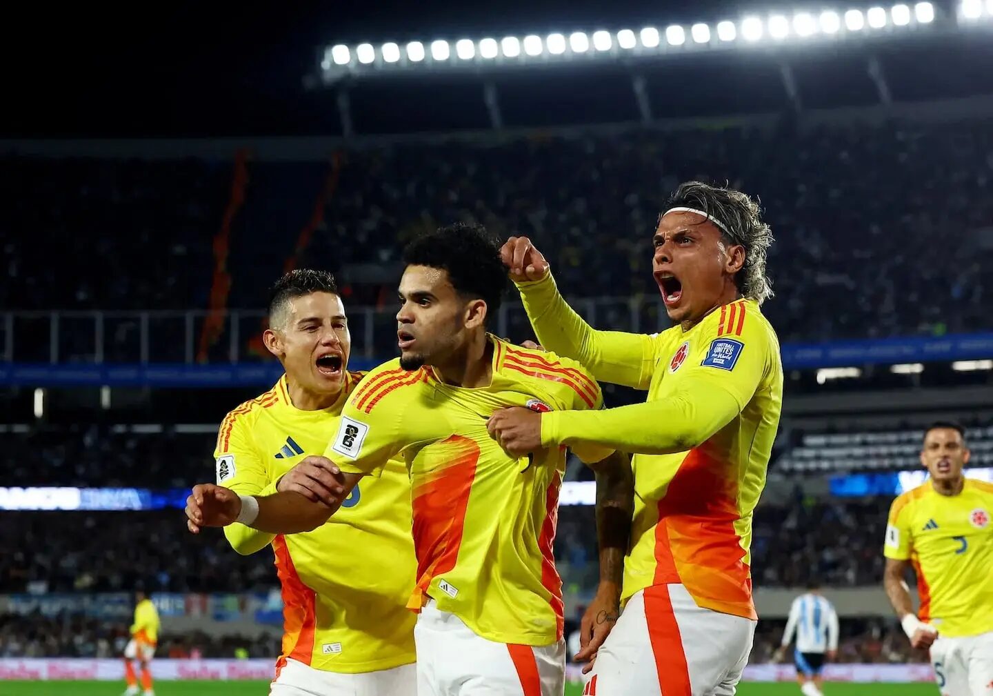 Jugadores de la selección colombiana celebran un gol en el Mundial 2026