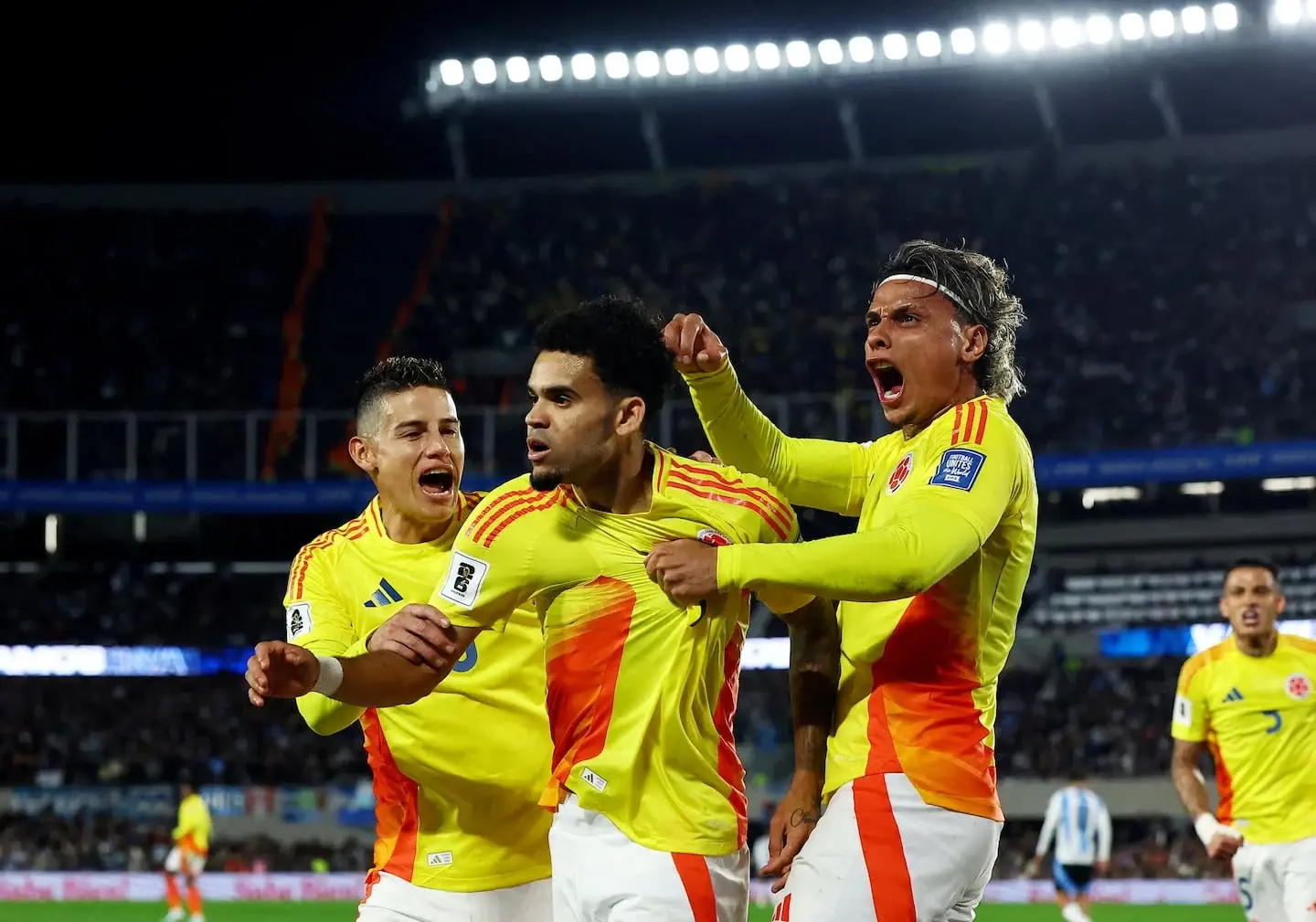 Jugadores de la selección colombiana celebran un gol en el Mundial 2026