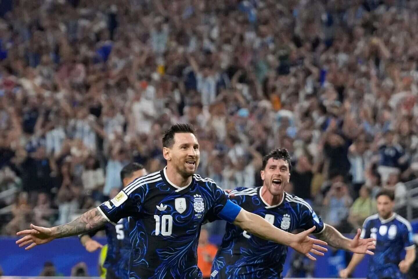 Lionel Messi celebra un gol con la selección argentina en el Mundial 2026