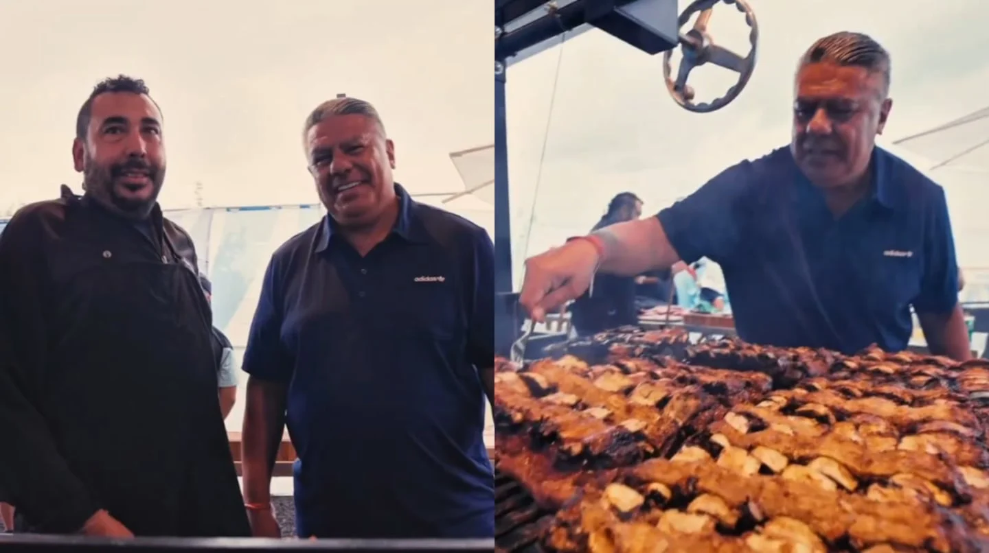 Claudio Tapia y miembros de la Selección argentina disfrutando de un asado en Kansas durante el Mundial 2026