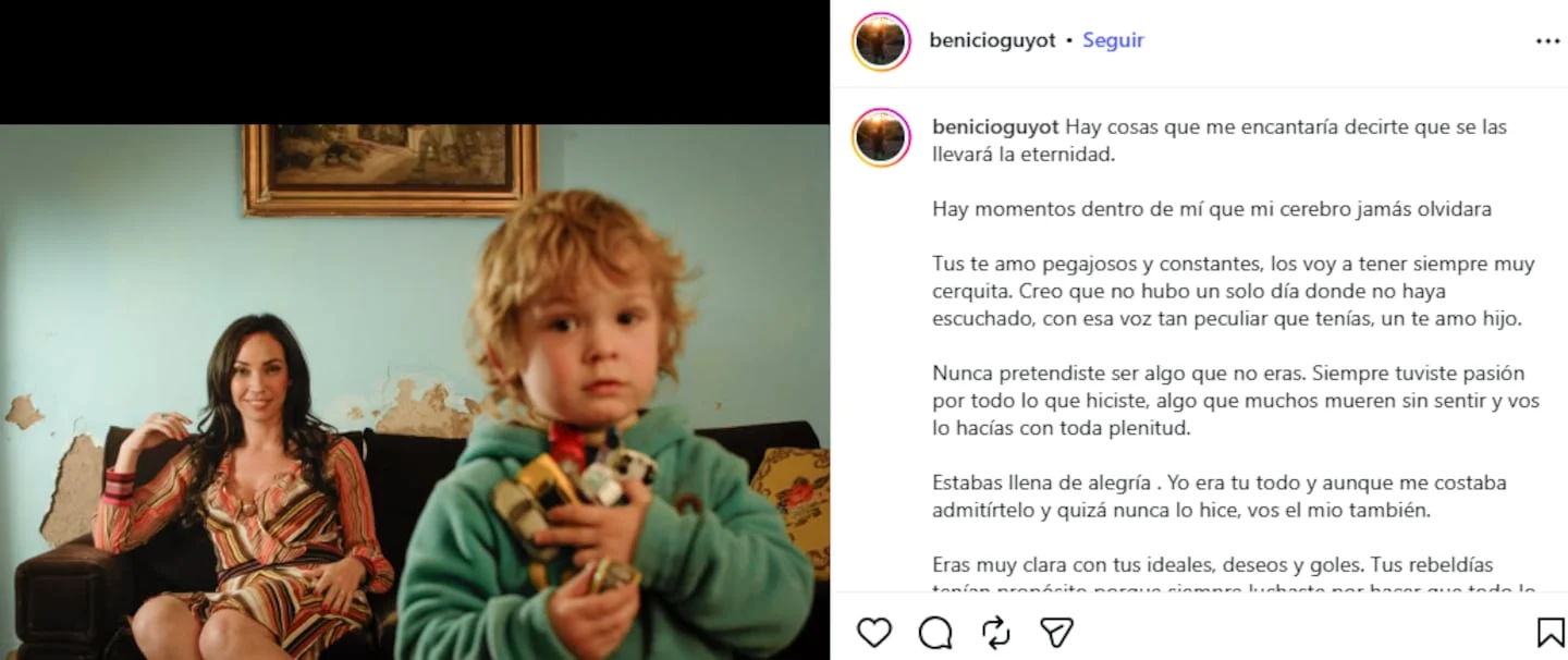 Benicio Guyot y su madre Ernestina Pais en un momento familiar