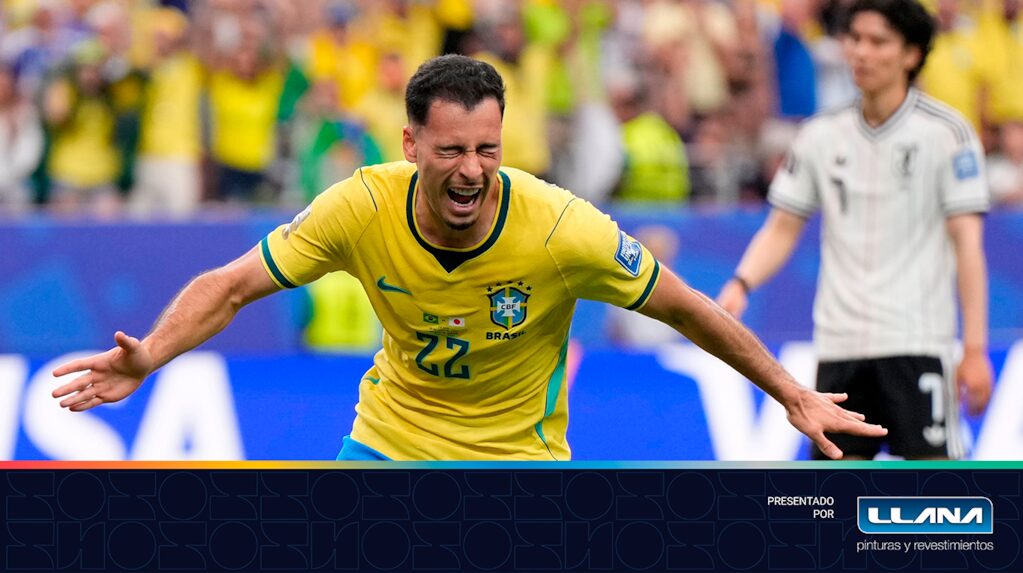 Celebración de Brasil tras el gol de Martinelli contra Japón en el Mundial 2026