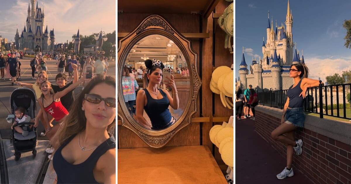 Camila Galante y sus hijos en Disney World