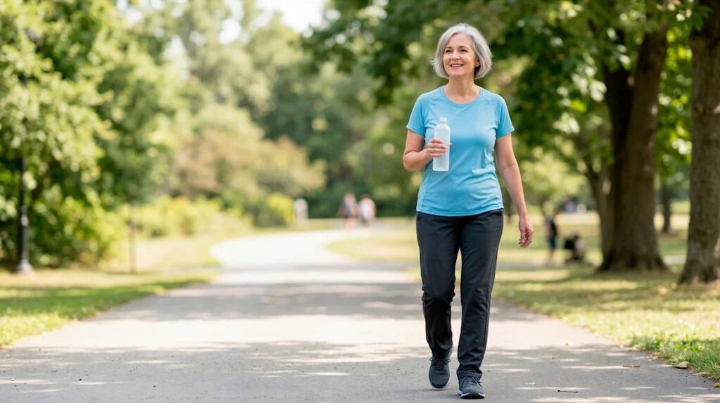 Persona caminando en un parque