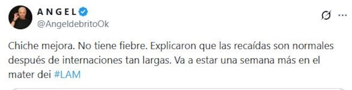 Tweet de Ángel De Brito sobre la salud de Chiche Gelblung