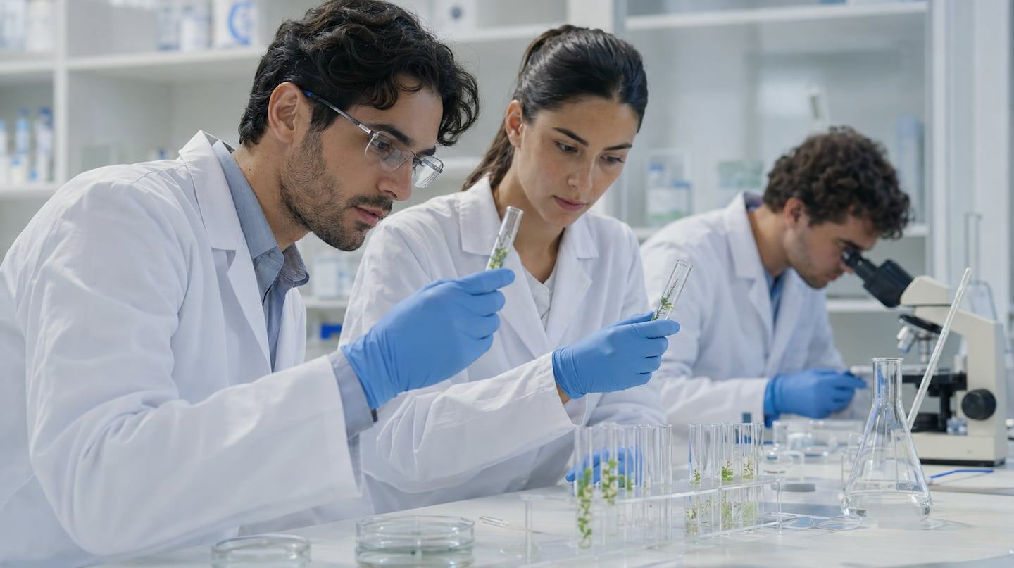 Investigadores de la UBA analizan muestras en un laboratorio sobre el potencial de la cúrcuma para mejorar la memoria