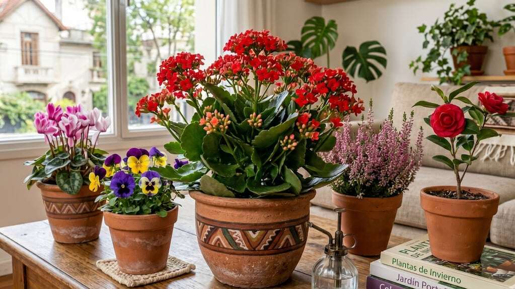 Plantas de invierno coloridas en un hogar