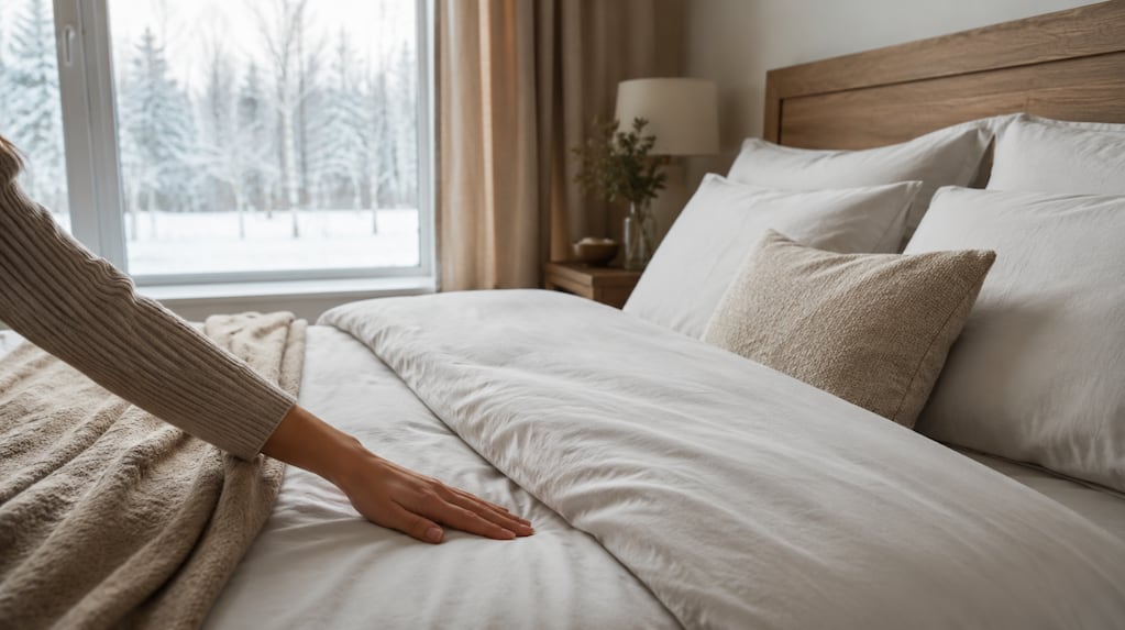 Diferentes tipos de sábanas en una cama