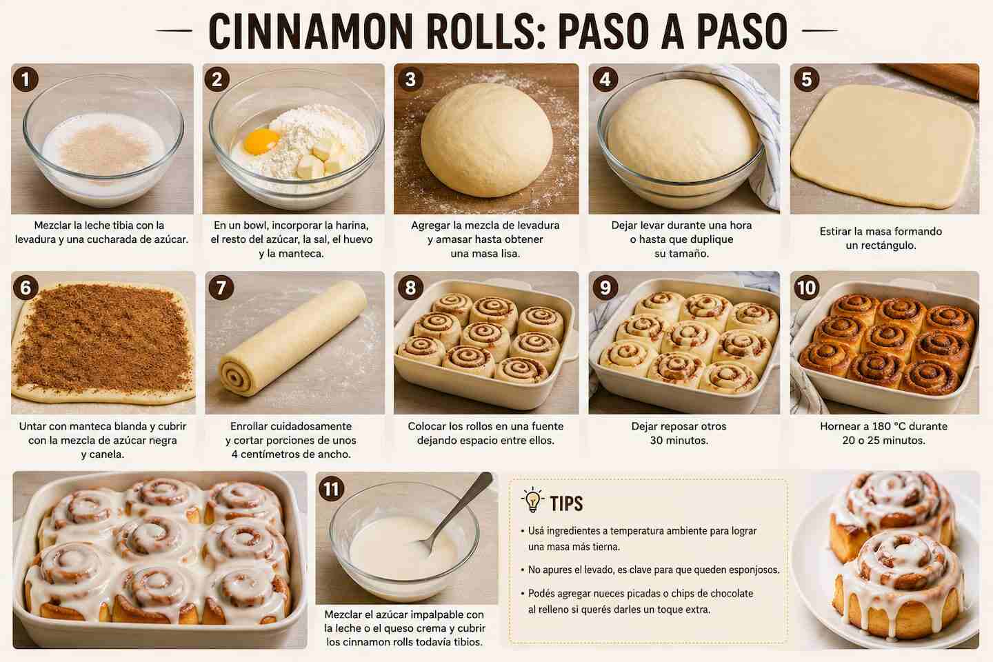 Instrucciones paso a paso para preparar Cinnamon Rolls