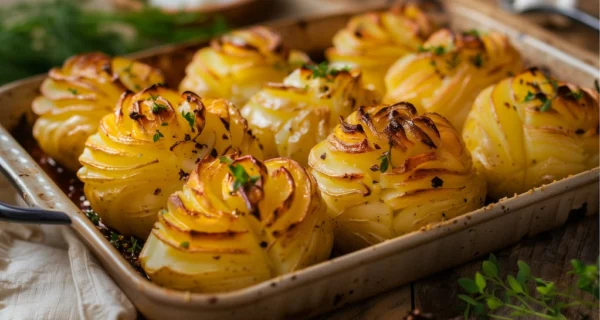 Papas duquesas recién horneadas