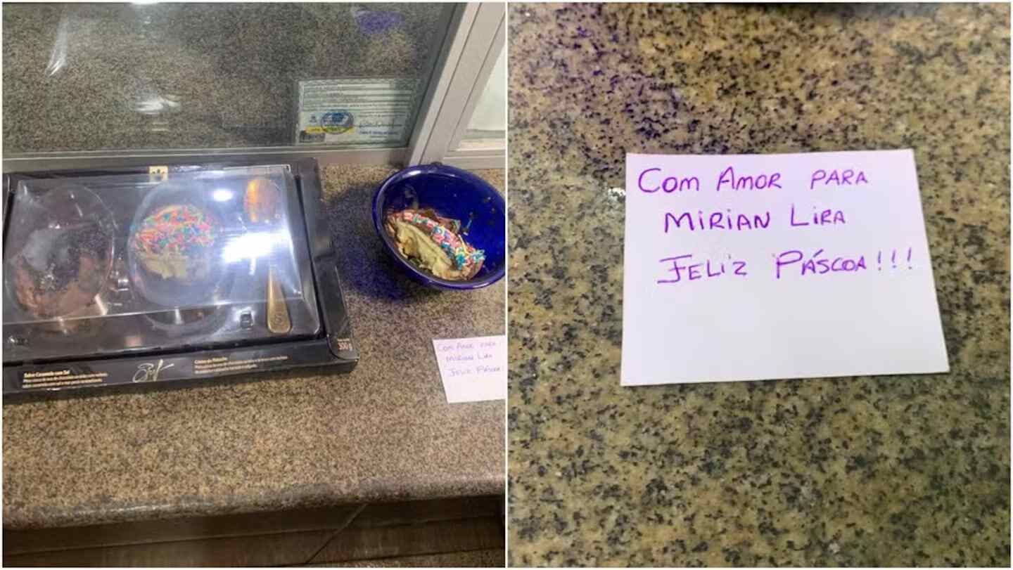 Huevo de Pascua envenenado junto a una nota en una mesa