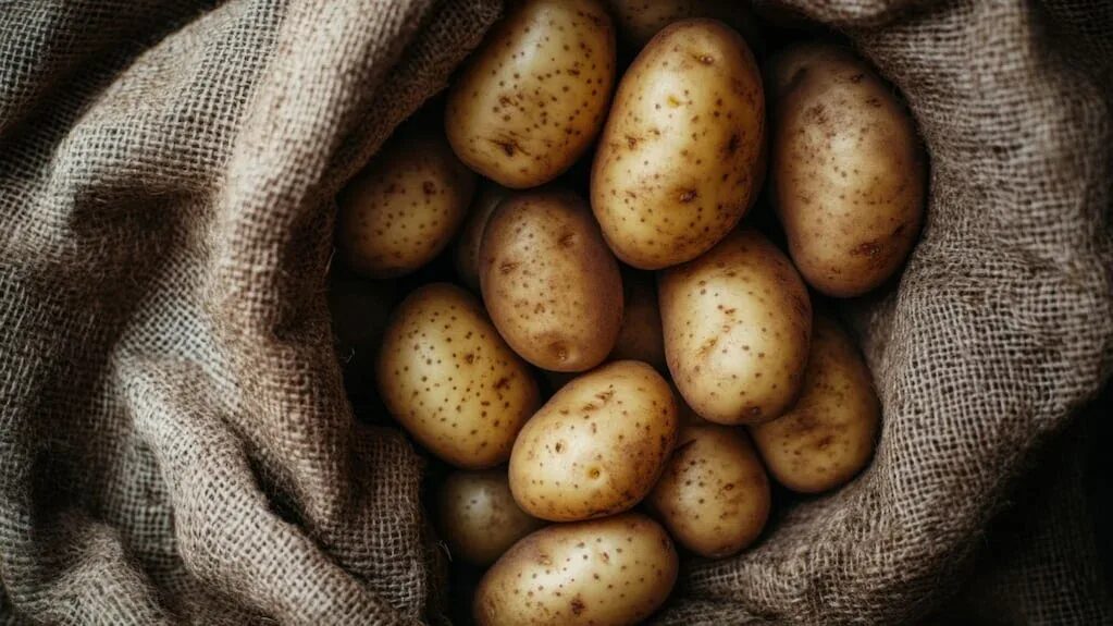 Papas almacenadas adecuadamente en un lugar fresco y seco