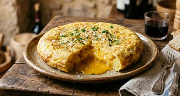 Tortilla de papa bien cocida