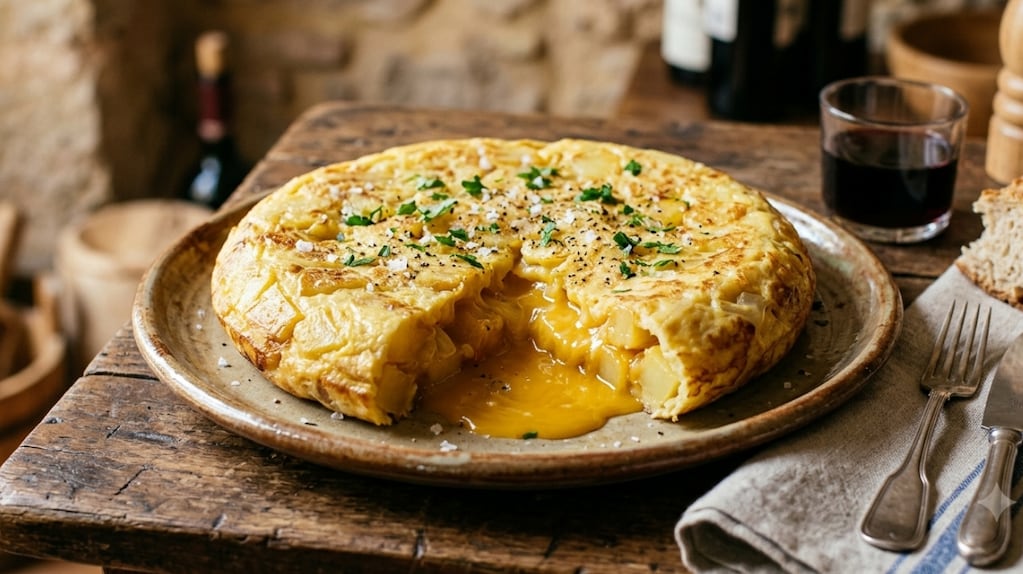 Tortilla de papa bien cocida