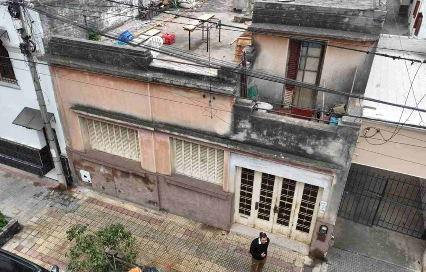 Vista aérea de la casa donde fue detenida Marianela Soledad Palmero en Córdoba