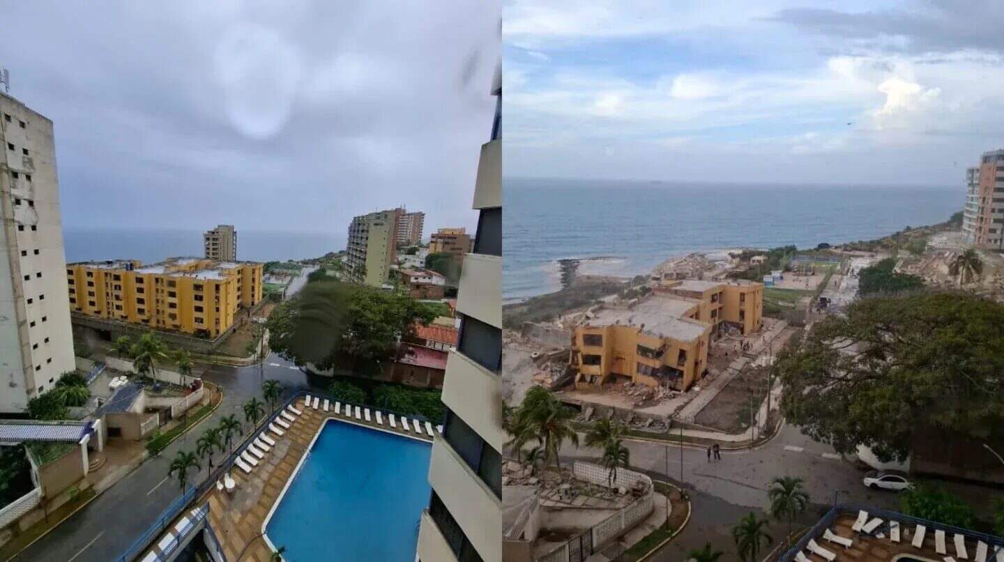 Comparativa de un área en La Guaira, Venezuela, antes y después de los terremotos