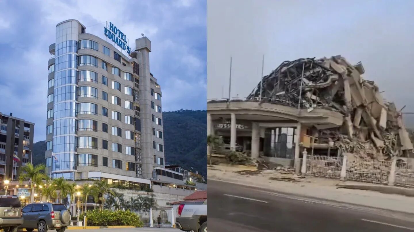 Comparativa de un hotel en Venezuela antes y después de los terremotos