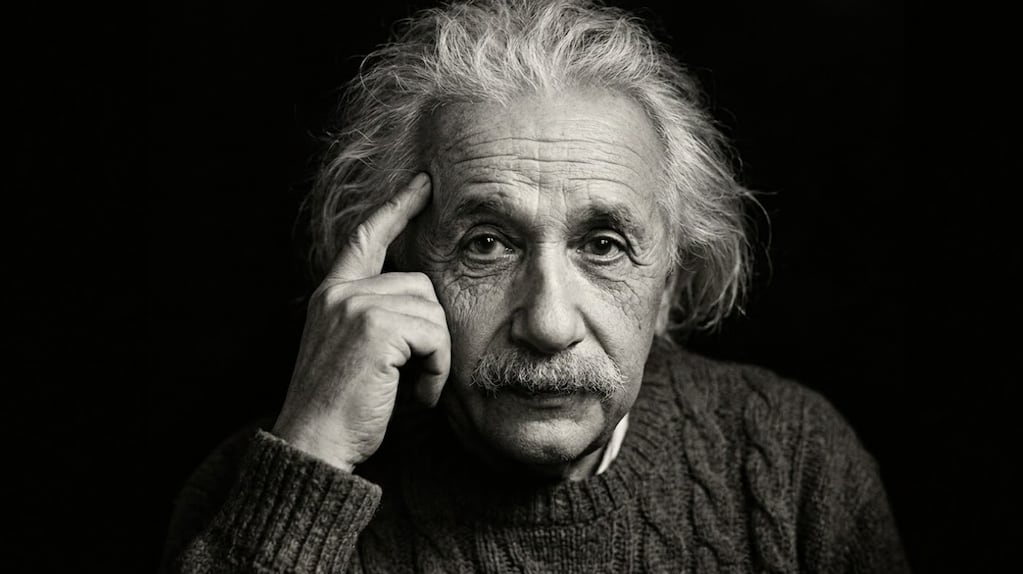 Retrato de Albert Einstein reflexionando sobre el aprendizaje