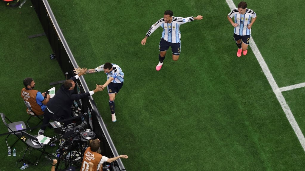 Lionel Messi celebrando su gol en el Mundial 2026