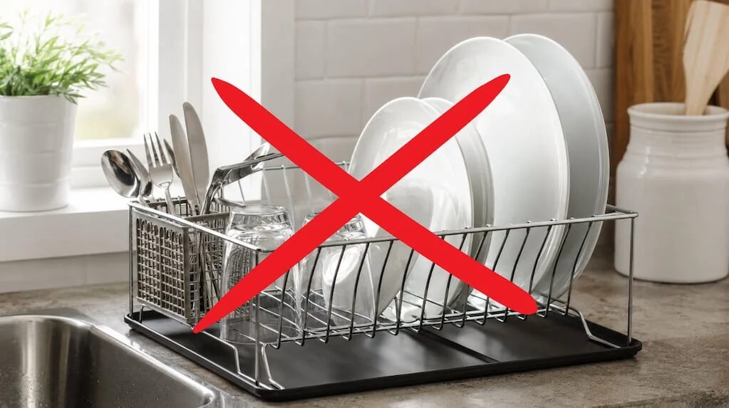Cocina moderna con escurridor oculto sobre la bacha