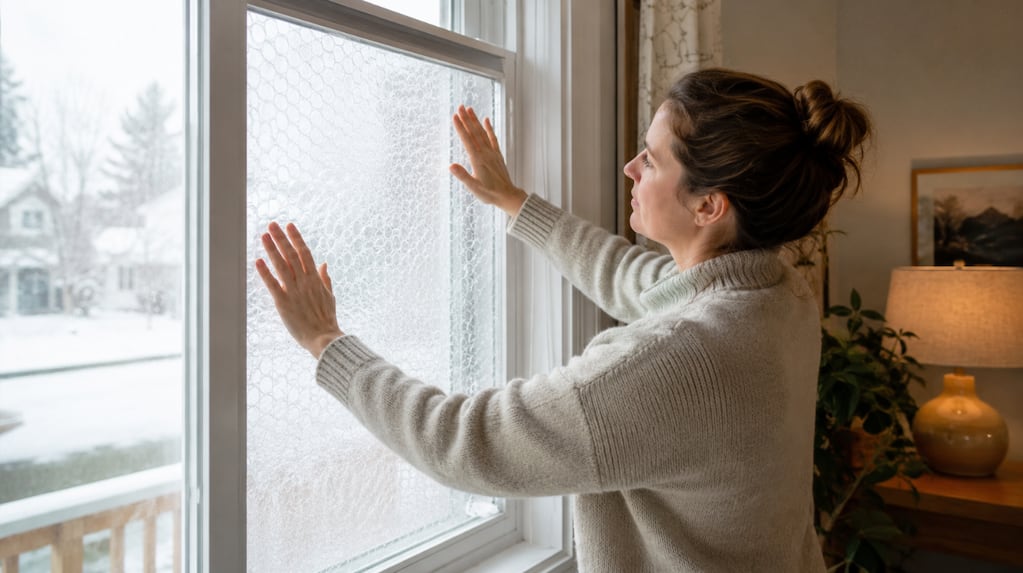 Papel de burbujas en una ventana