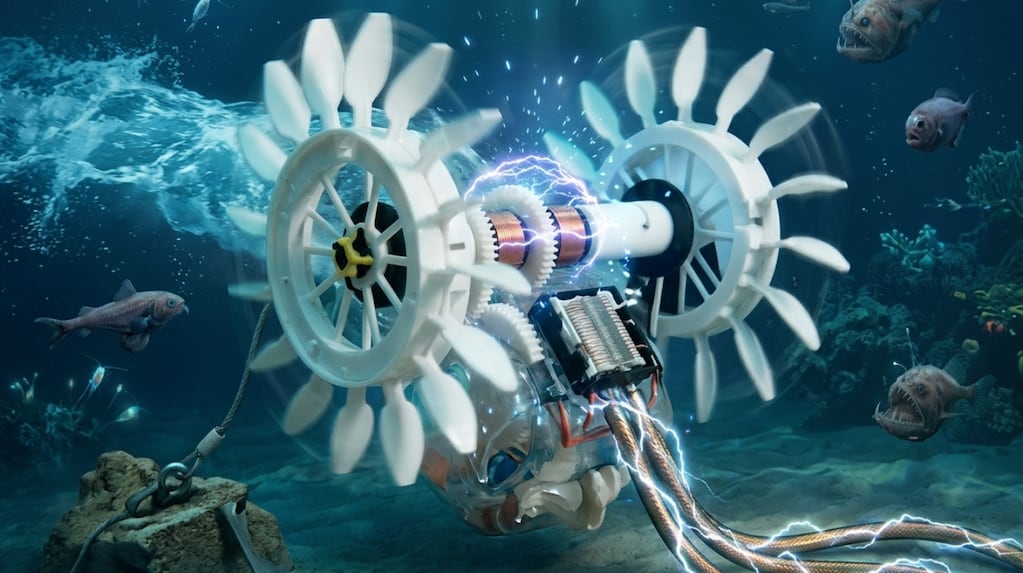 Dispositivo de Hannah Herbst que genera electricidad del movimiento del agua