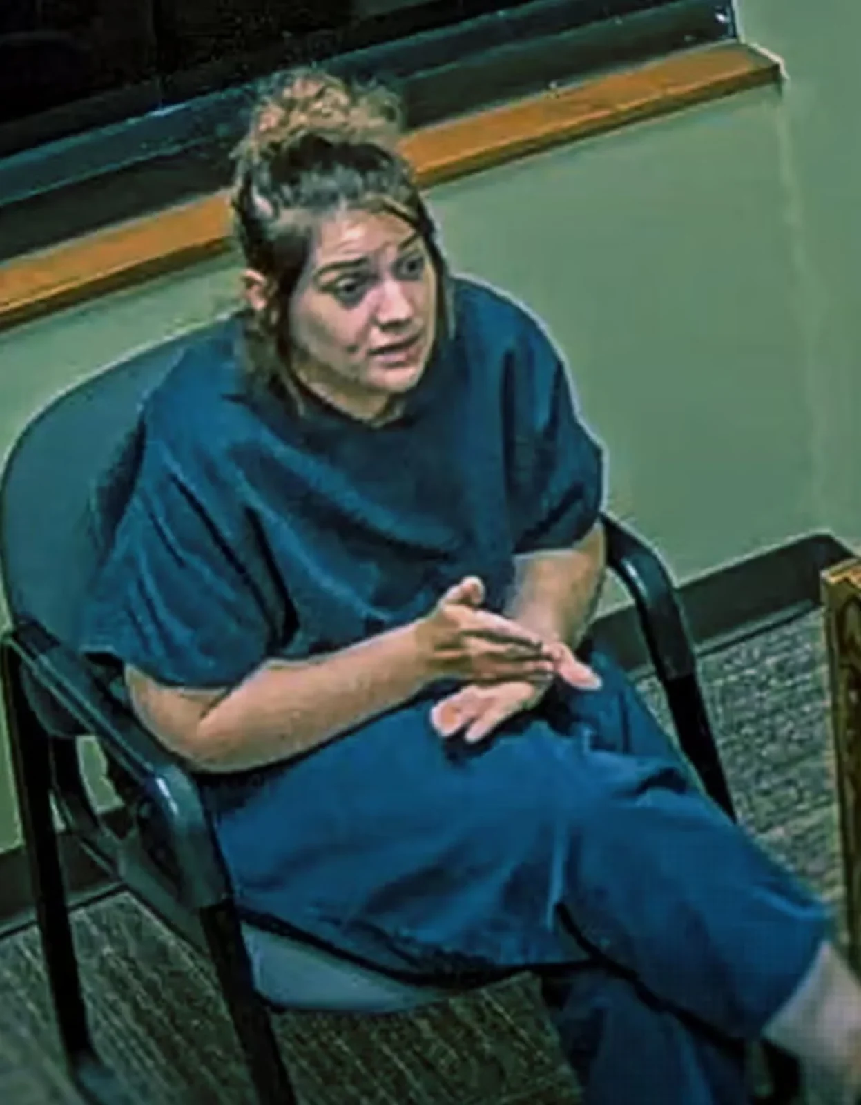 Taylor Parker durante su interrogatorio policial tras el asesinato de su amiga embarazada
