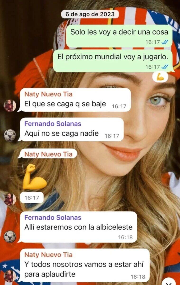 Captura de pantalla de una conversación de WhatsApp sobre el Mundial 2026