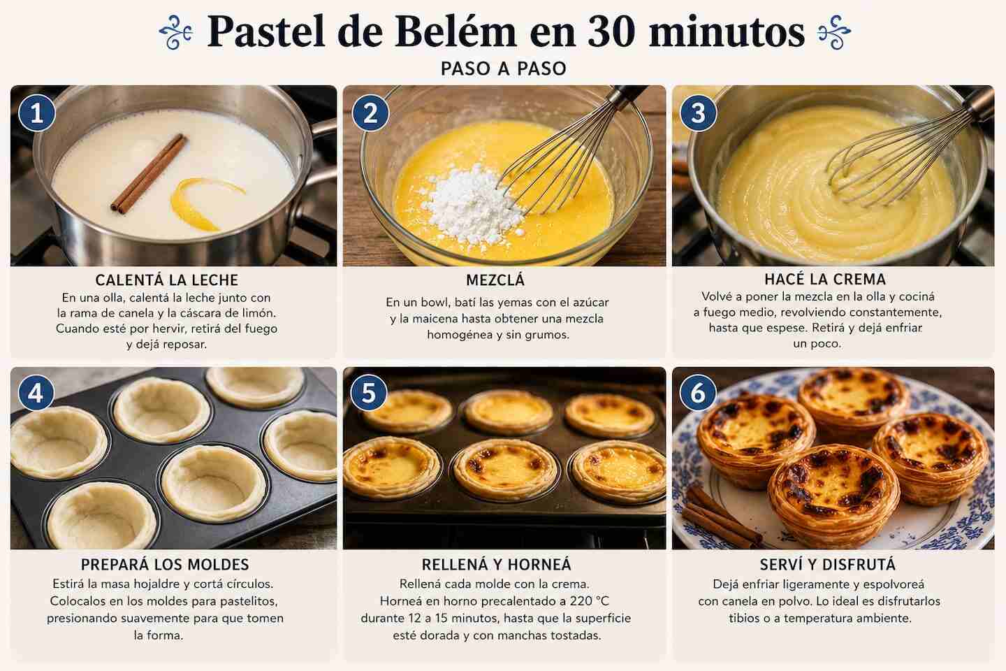 Instrucciones paso a paso para hacer Pastel de Belém en 30 minutos