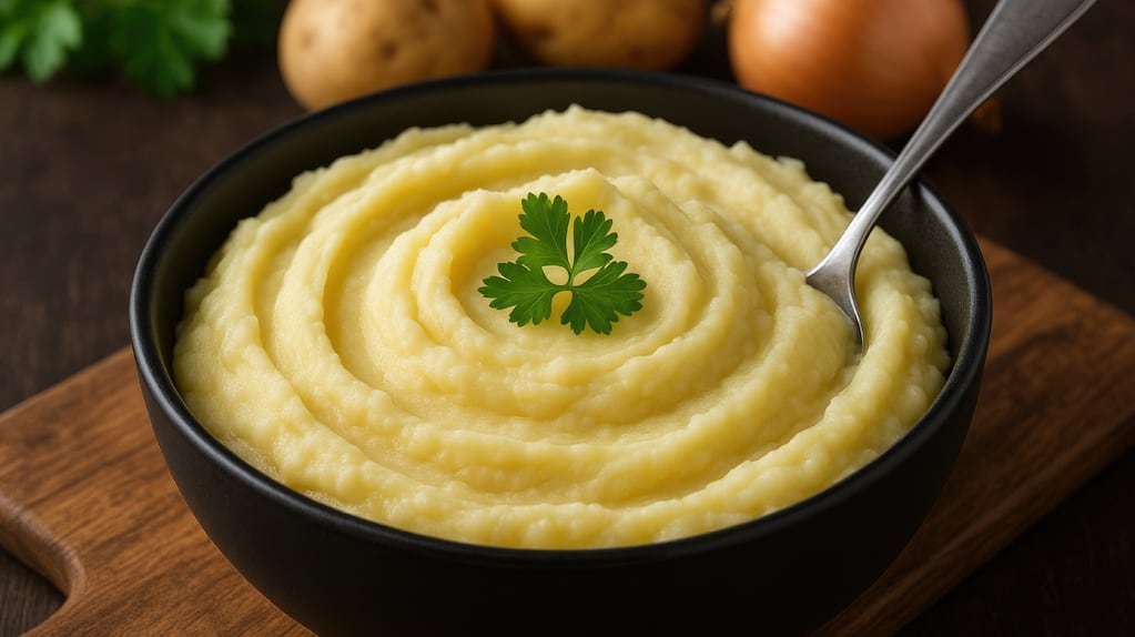 Puré de papas cremoso preparado con técnica adecuada