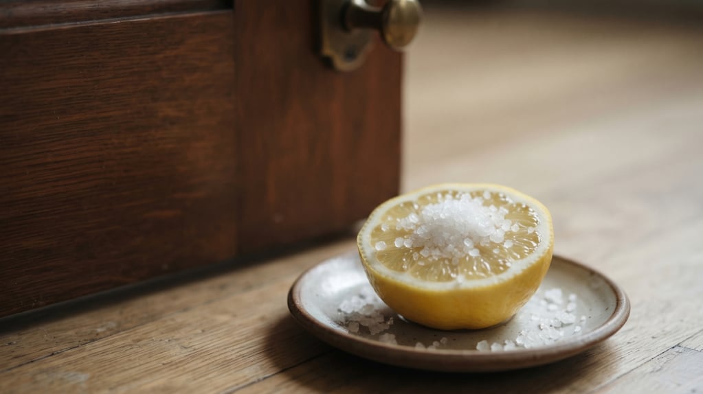 Limón con sal detrás de una puerta