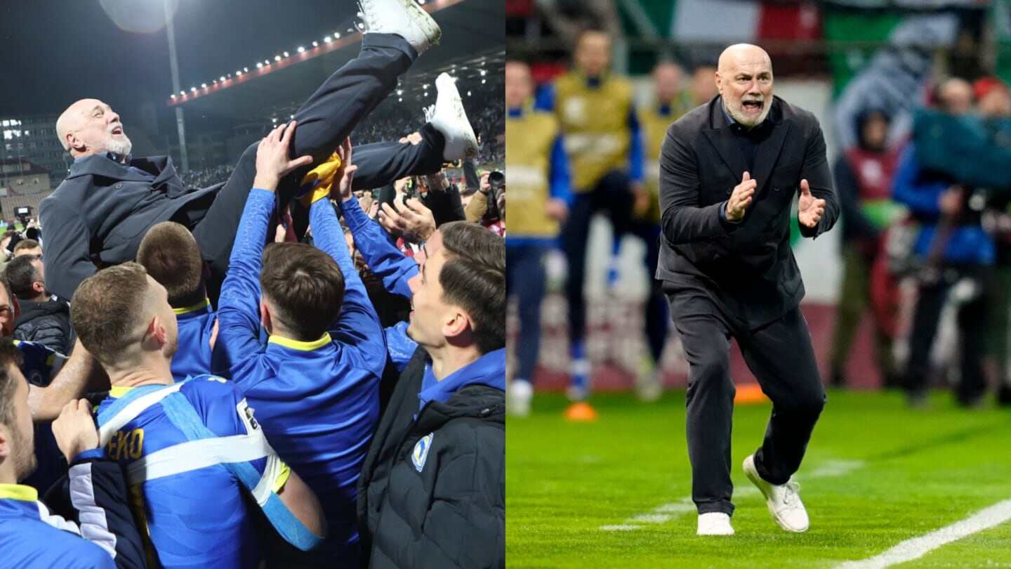 Sergej Barbarez siendo levantado por sus jugadores tras un triunfo en el Mundial 2026