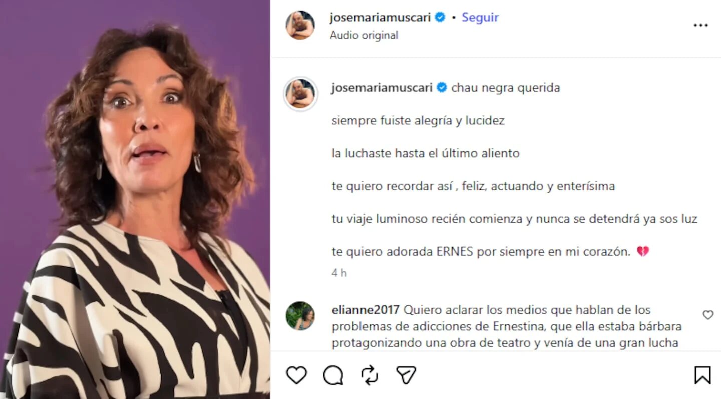 José María Muscari despidiéndose emotivamente de Ernestina Pais en un homenaje