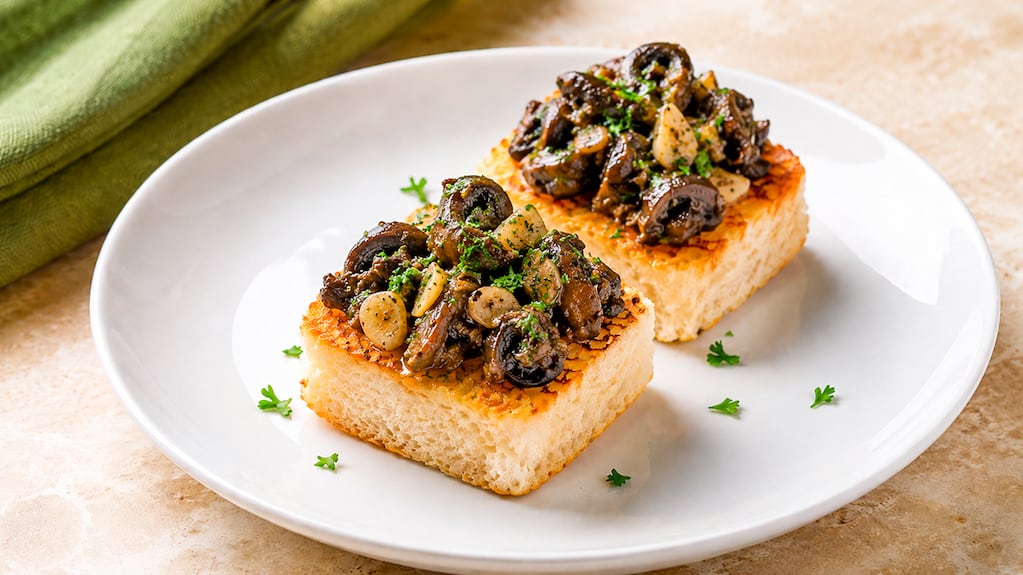 Escargots al ajillo preparados y servidos en pan de molde