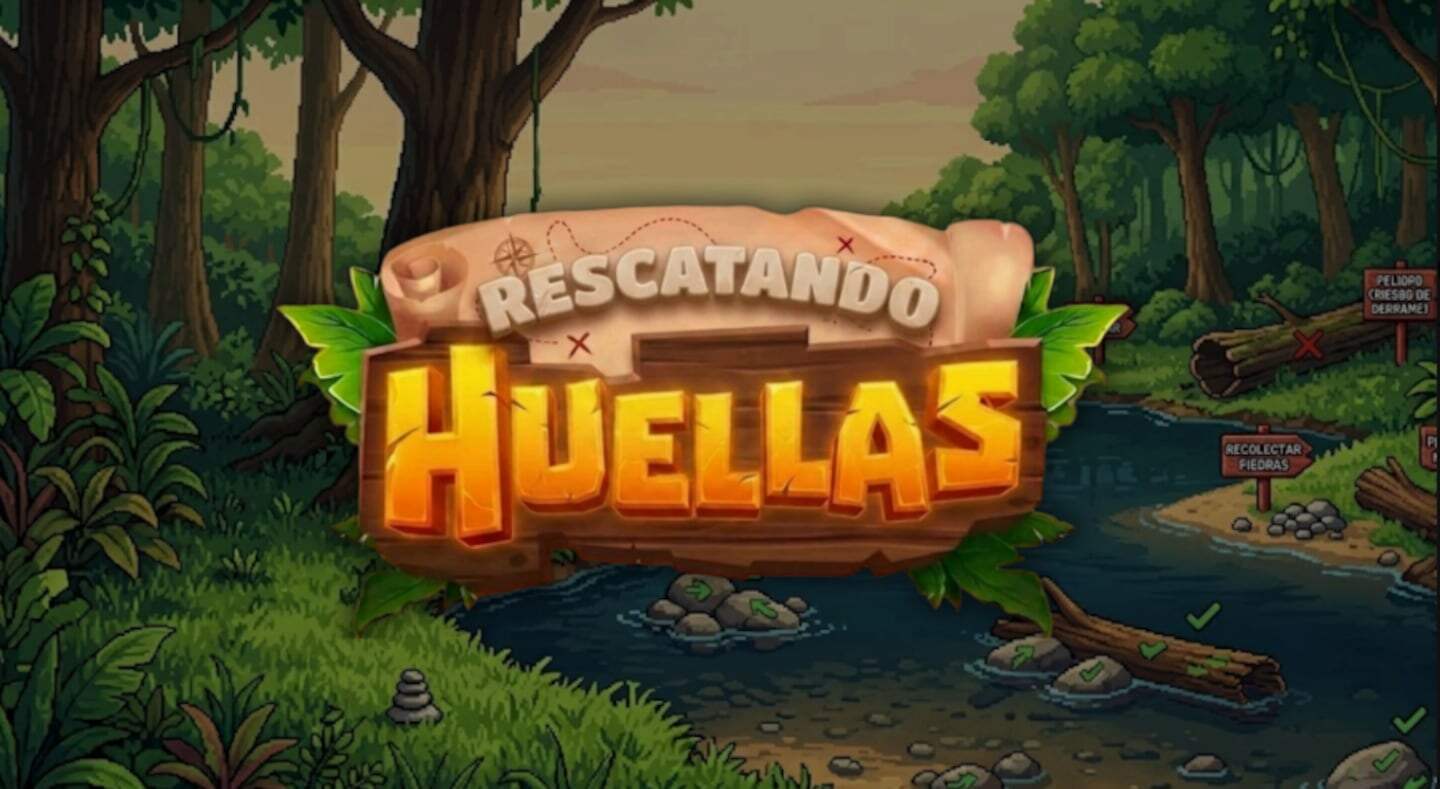 Logo del videojuego educativo 'Rescatando Huellas' sobre especies en extinción