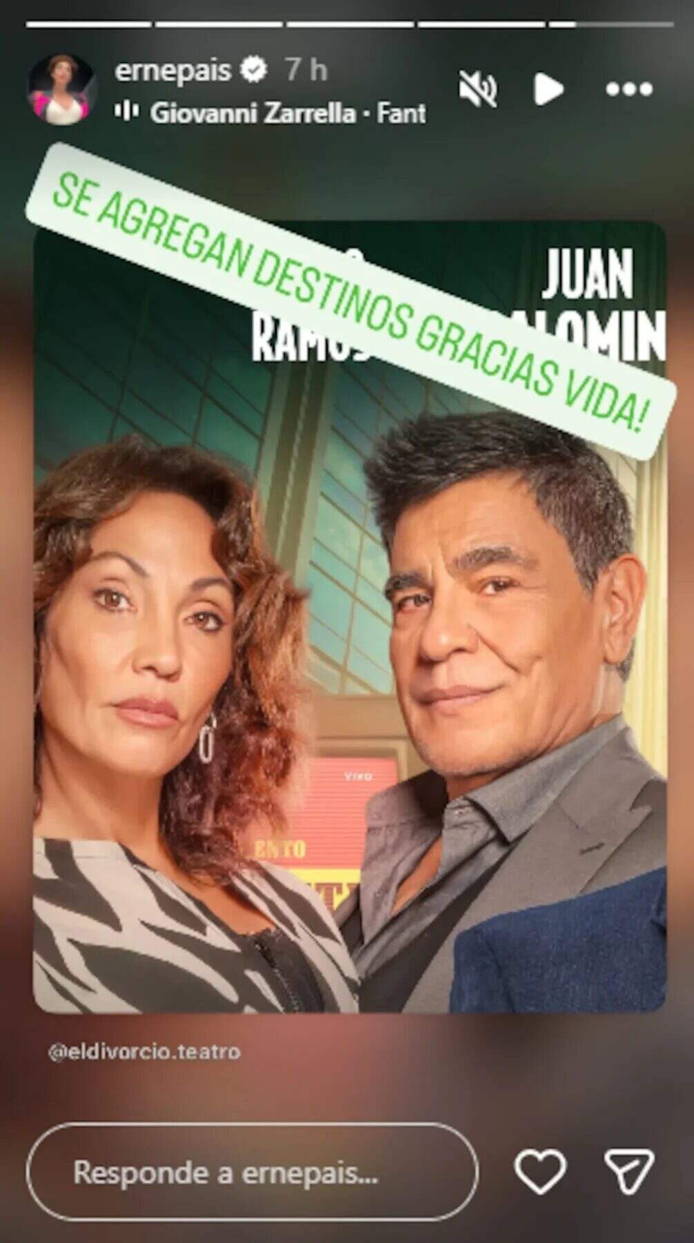 Ernestina Pais y Giovanni Zarrella en una promoción teatral