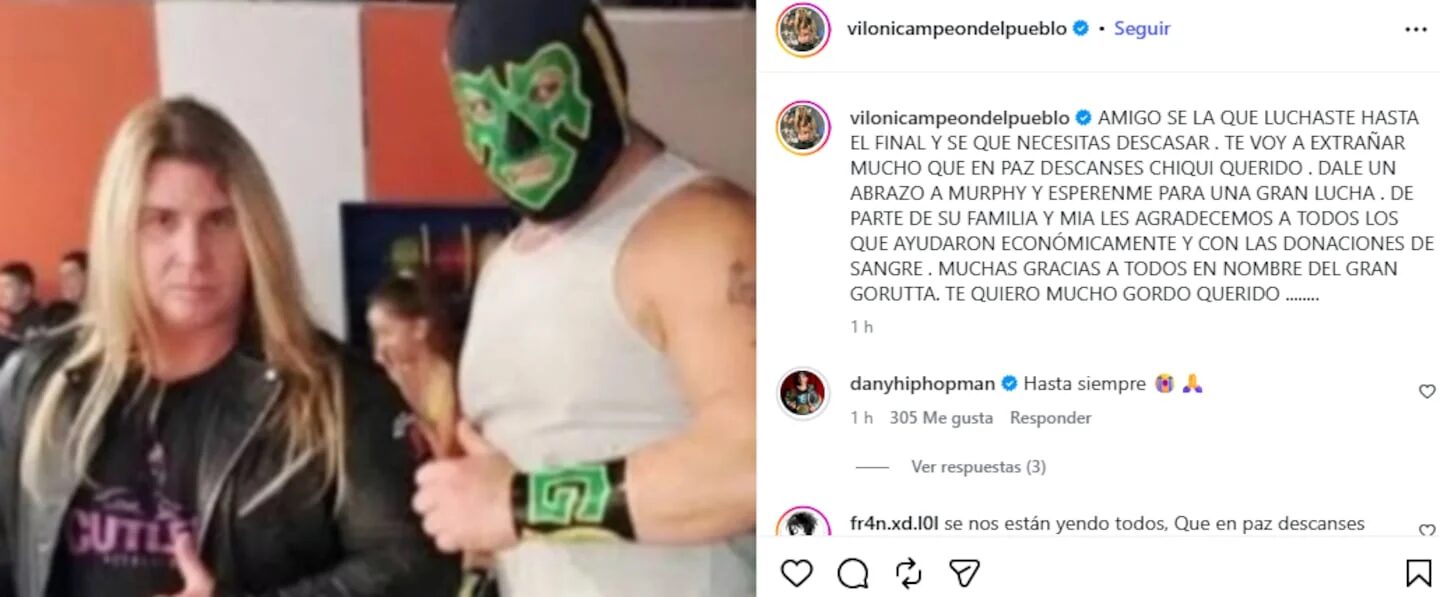 Sergio Aldo Carelli junto a un compañero de lucha en un evento