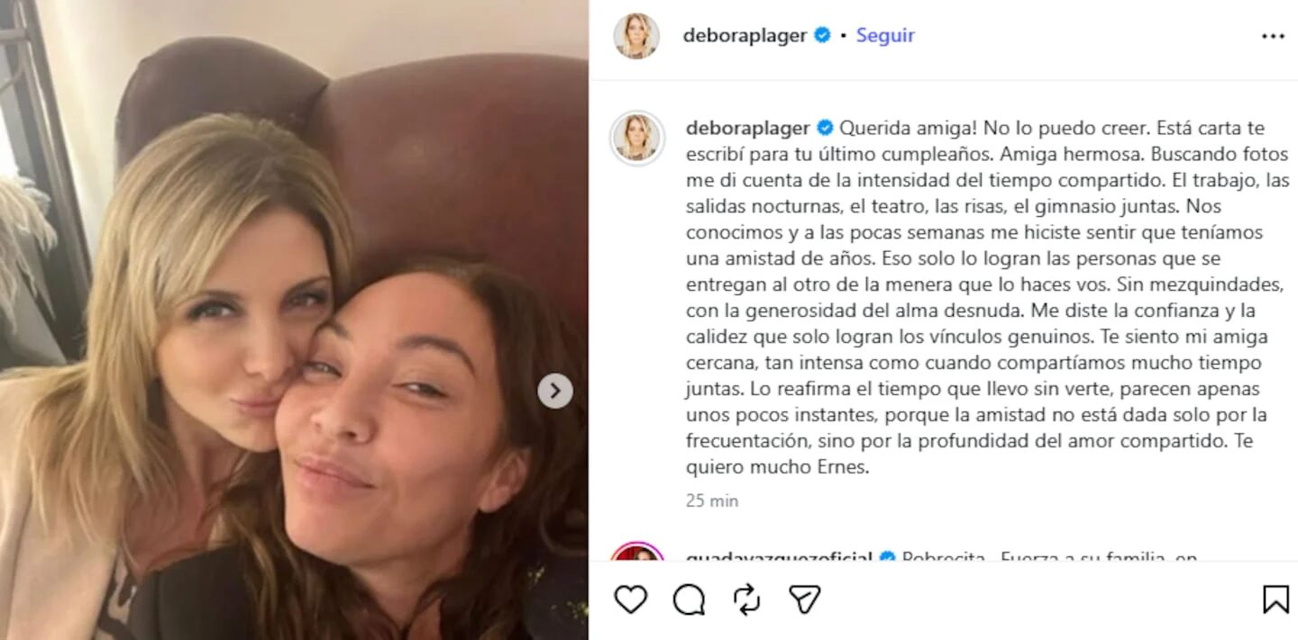 Débora Plager y Ernestina Pais posando juntas en un ambiente acogedor