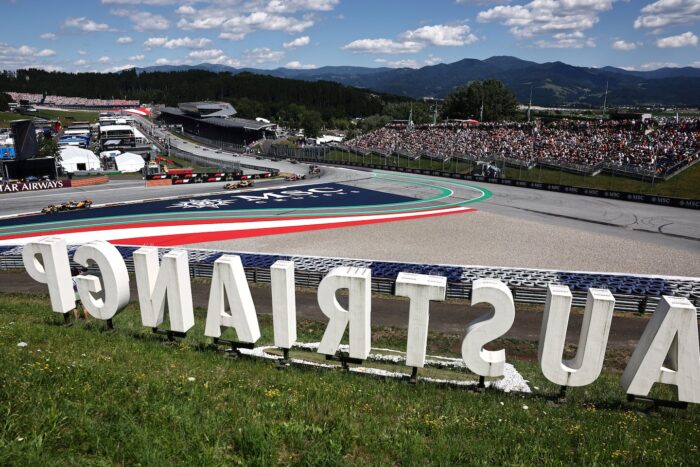 Vista panorámica del circuito de Fórmula 1 en Spielberg durante el Gran Premio de Austria