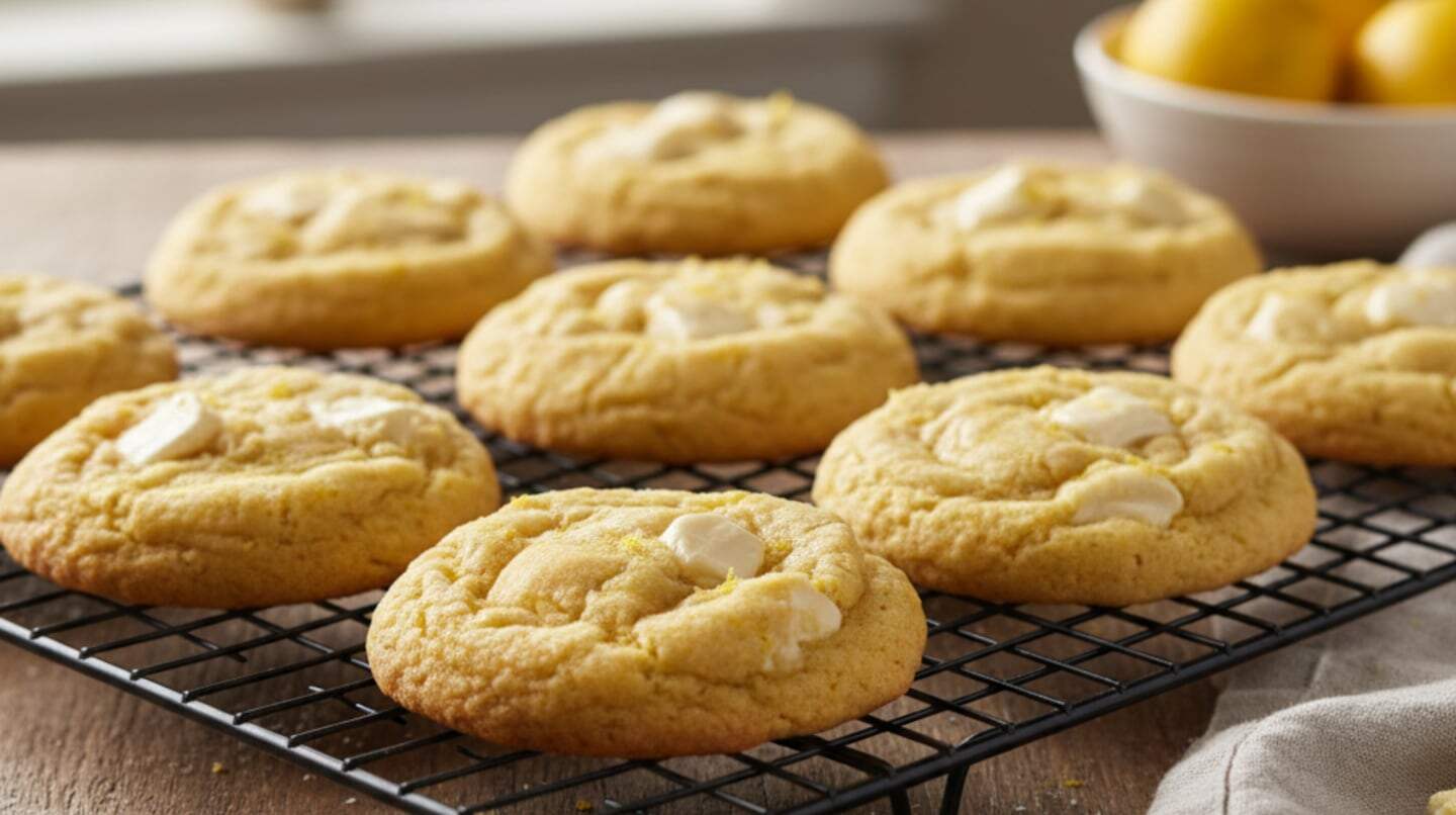 Galletitas de limón sin harina ni azúcar sobre una rejilla de cocina