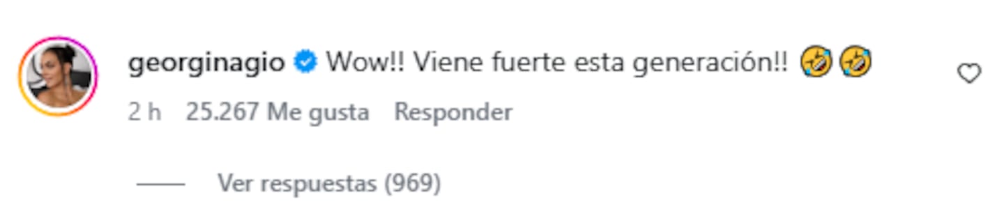 Comentario de Georgina Rodríguez en redes sociales sobre la nueva generación