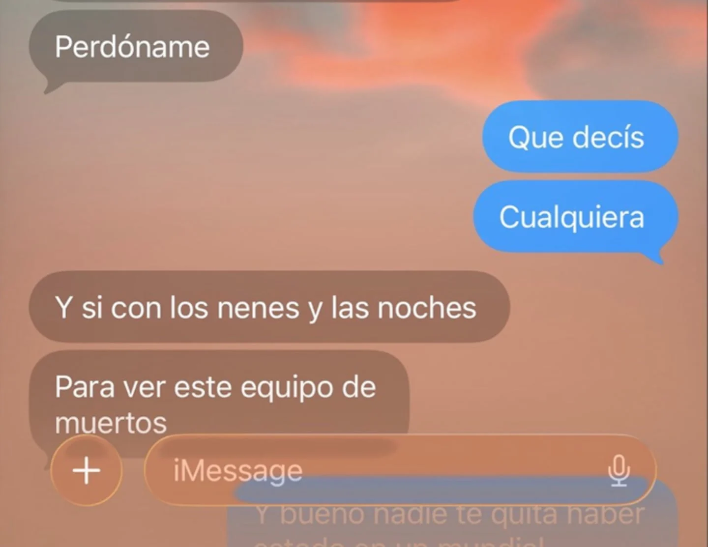 Captura de pantalla de un chat donde un hincha de Uruguay expresa su decepción tras la eliminación del Mundial 2026