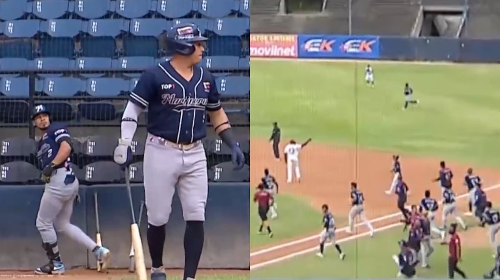 Momento del sismo durante el partido de béisbol en Caracas