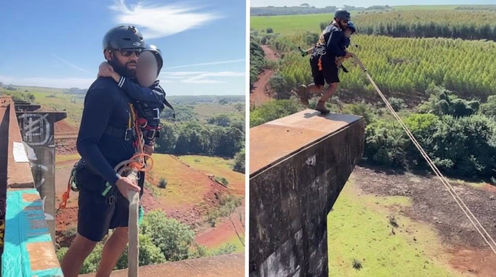 Luis Felipe Egoroff en un salto extremo