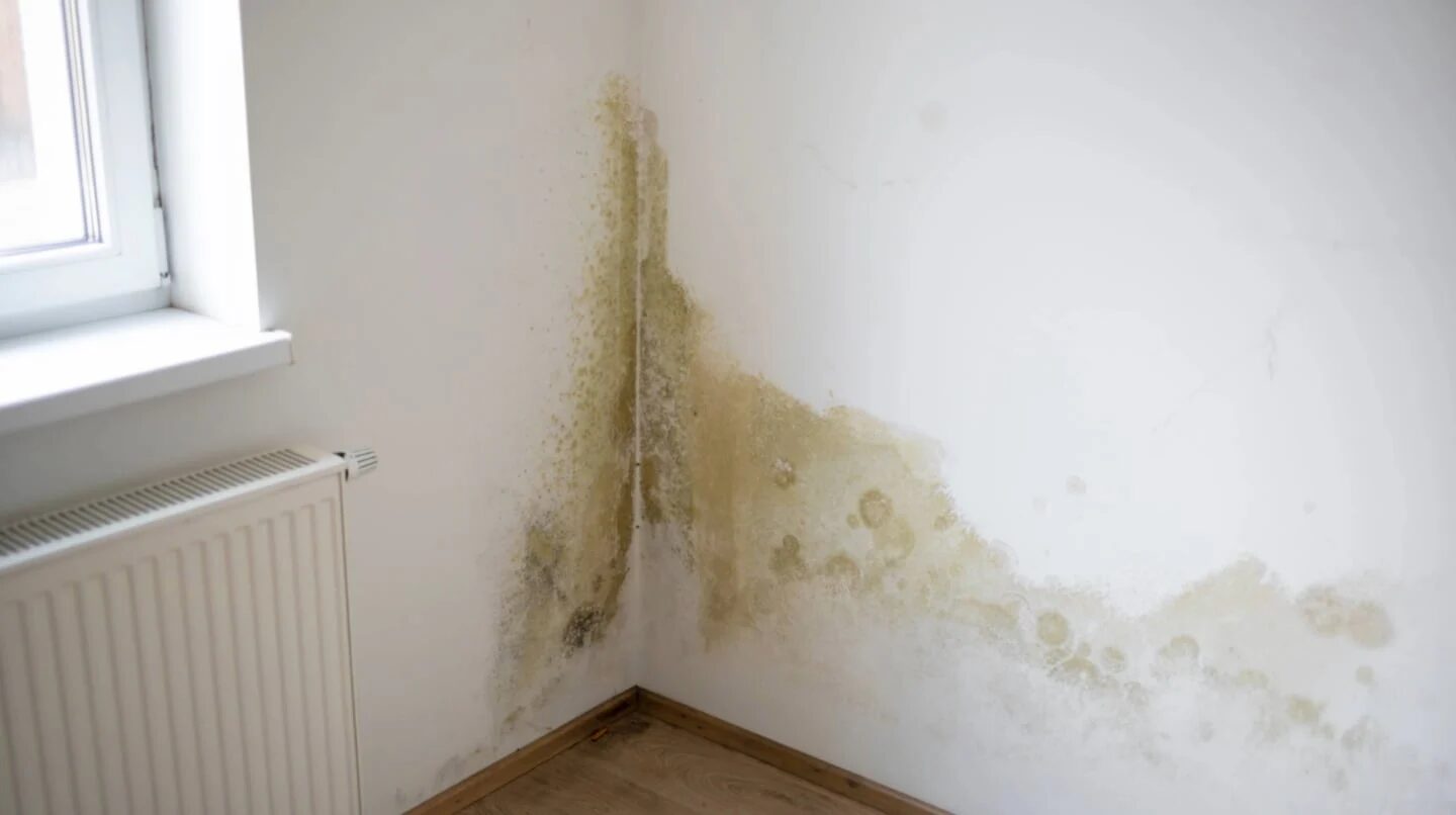 Pared con manchas de humedad en una construcción